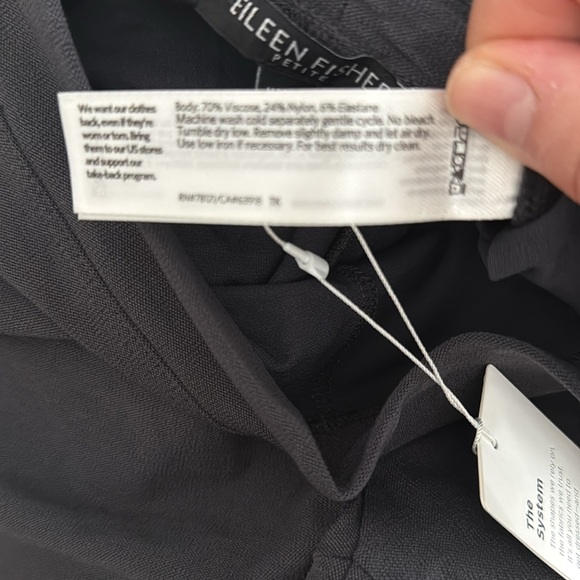 Eileen Fisher Washable Crepe Slim Ankle Pant  Graphite PP/PTP 0/2 NWT - Picture 10 of 12